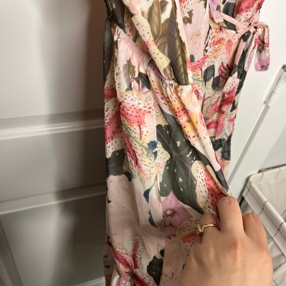 Estelle Women's Plus Size Wrap Dress Lily Print Size 1X 16W Pink Ruffle - Picture 7 of 10